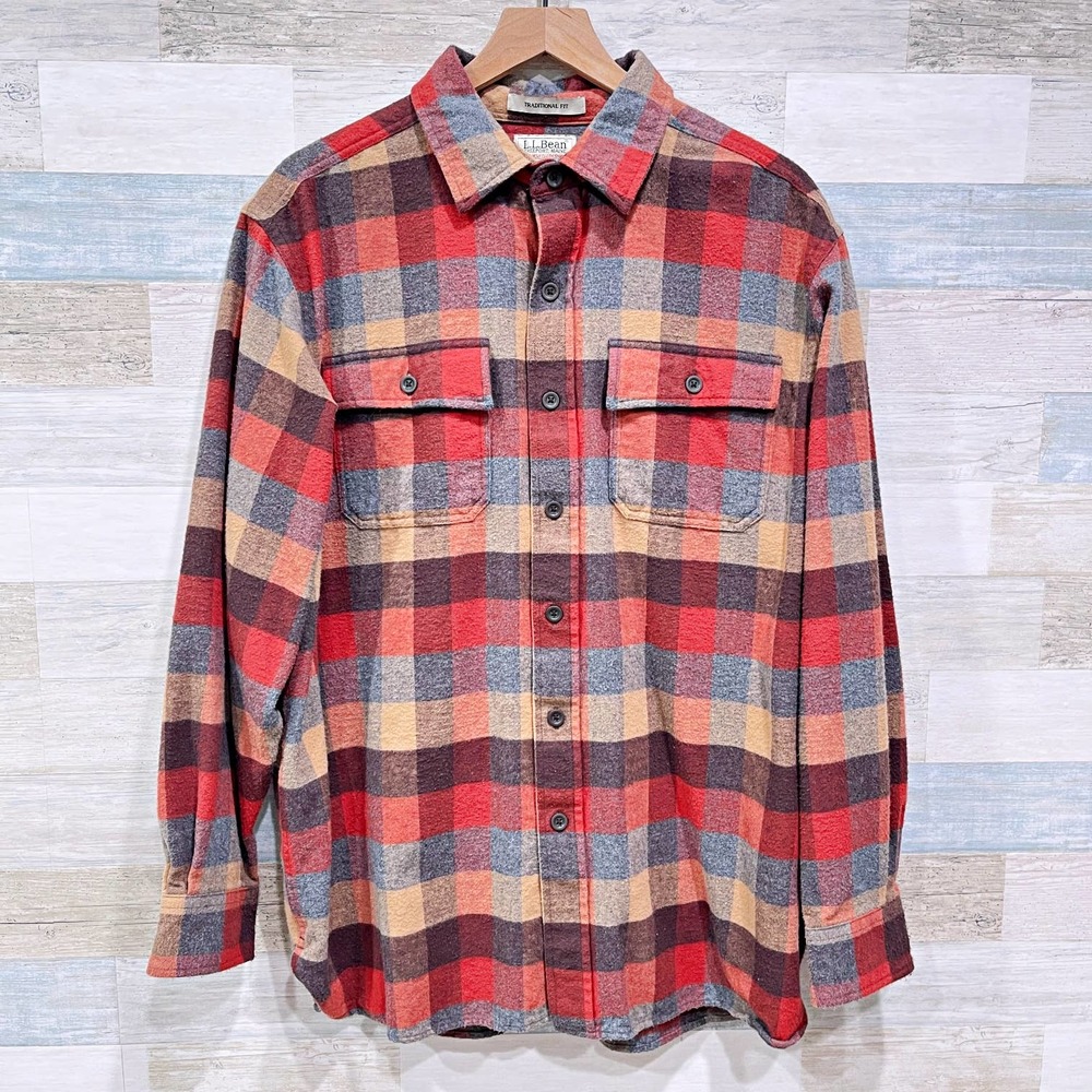 L.L. Bean Men's Red Plaid Flannel Shirt